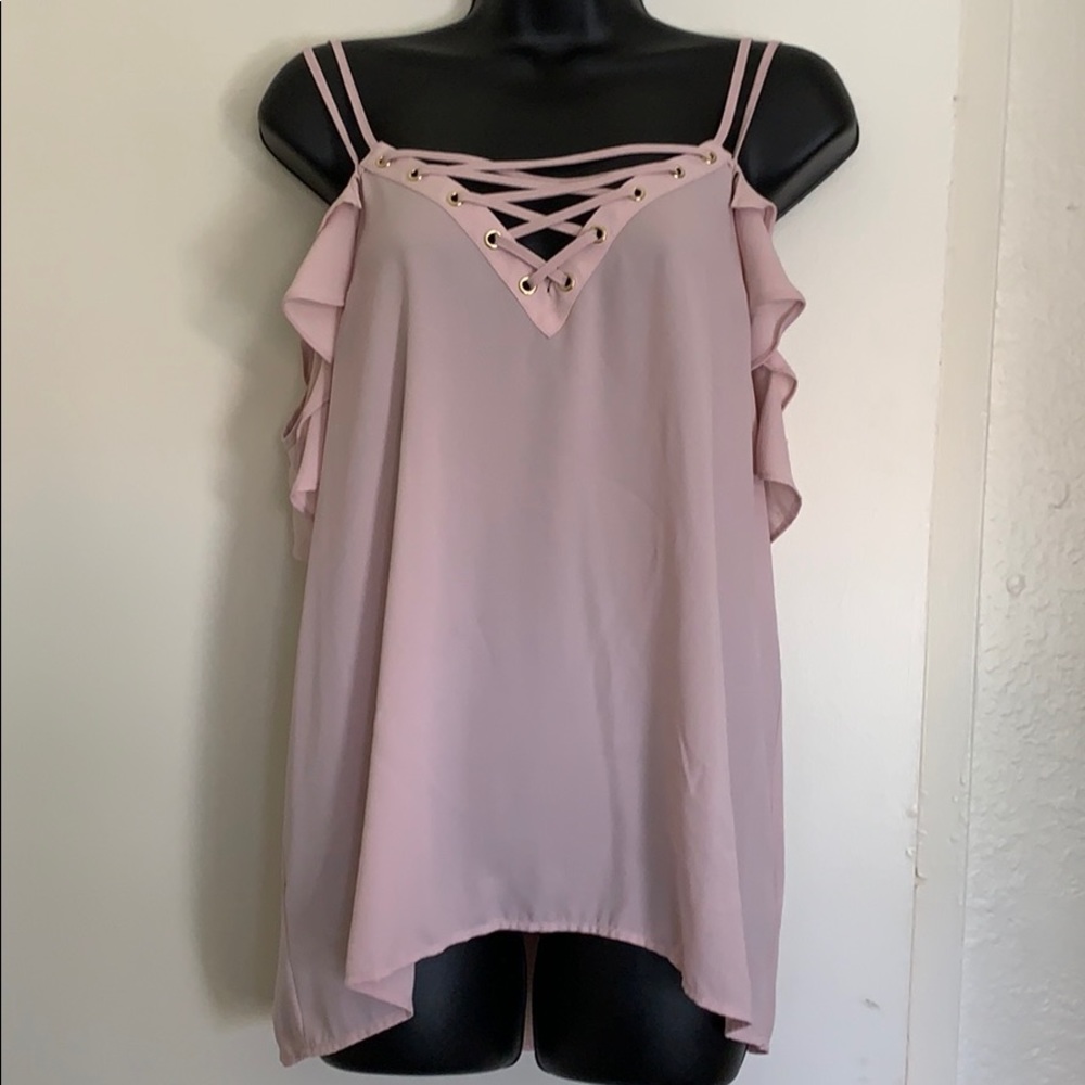 Express lace up cold shoulder blouse